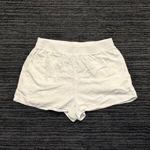 Aritzia Wilfred Free Size M White Linen Blend Elastic Waist Pull on Shorts